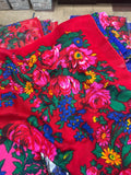 Vintage Floral Medium Size Scarf Tichel Large Flowers THIN