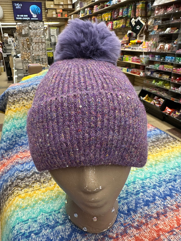 Metallic Shimmer Pom Pom Beanie