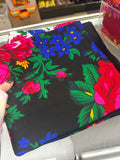 Vintage Floral Medium Scarf Tichel Large Flowers THIN