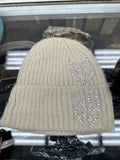 Fleece Lined Winter Beanie with leaf design