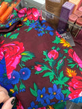 Vintage Floral Scarf Tichel Large Flowers THIN