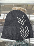 Fleece Lined Winter Beanie with leaf design