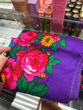 Vintage Floral Scarf Tichel Large Flowers THIN