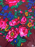 Vintage Floral Medium Scarf Tichel Large Flowers THIN