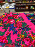 Vintage Floral Medium Size Scarf Tichel Large Flowers THIN