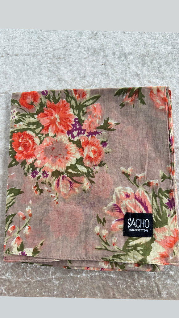 Floral Bouquet Cotton Tichel Scarf