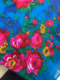 Vintage Floral Medium Scarf Tichel Large Flowers THIN