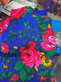 Vintage Floral Scarf Tichel Large Flowers THIN