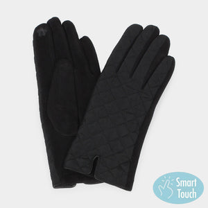 Black Quilted Winter Gloves