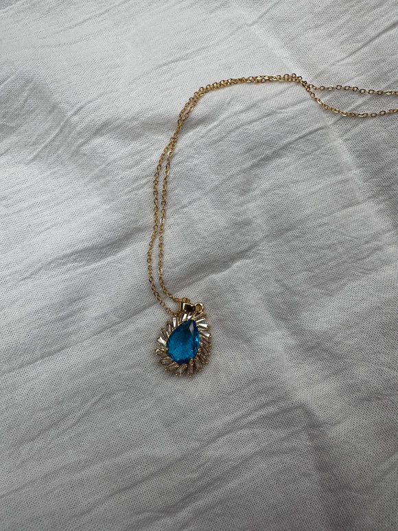 Aquamarine Teardrop Necklace