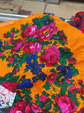 Vintage Floral Medium Size Scarf Tichel Large Flowers THIN
