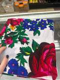 Vintage Floral Medium Scarf Tichel Large Flowers THIN