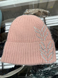 Fleece Lined Winter Beanie with leaf design