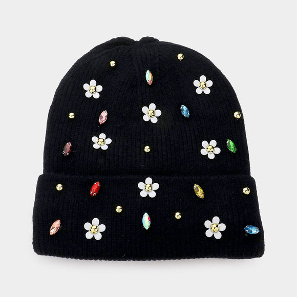 Daisy & Stone Embellished Lined Winter Beanie