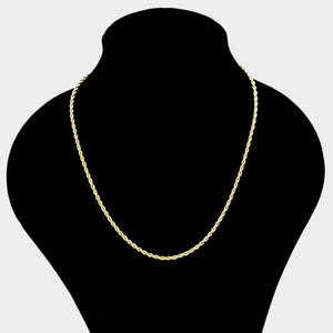 20" Gold Plated Rope Chain Necklace