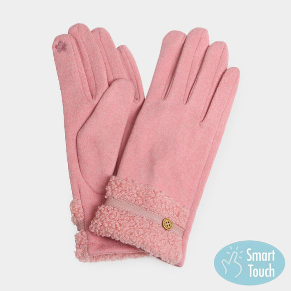 Fluffy Cuff Glove with Strap