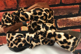 Faux Leather Leopard Print Top Knot Headband - PM Jewels