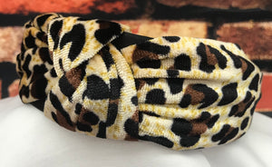 Velvet Leopard Print Top Knot Headband - PM Jewels