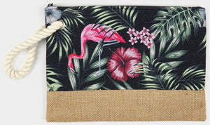 Tropical Flamingo Canvas Pouch - PM Jewels