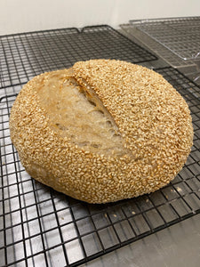 Sesame Seed Coated Sourdough Loaf